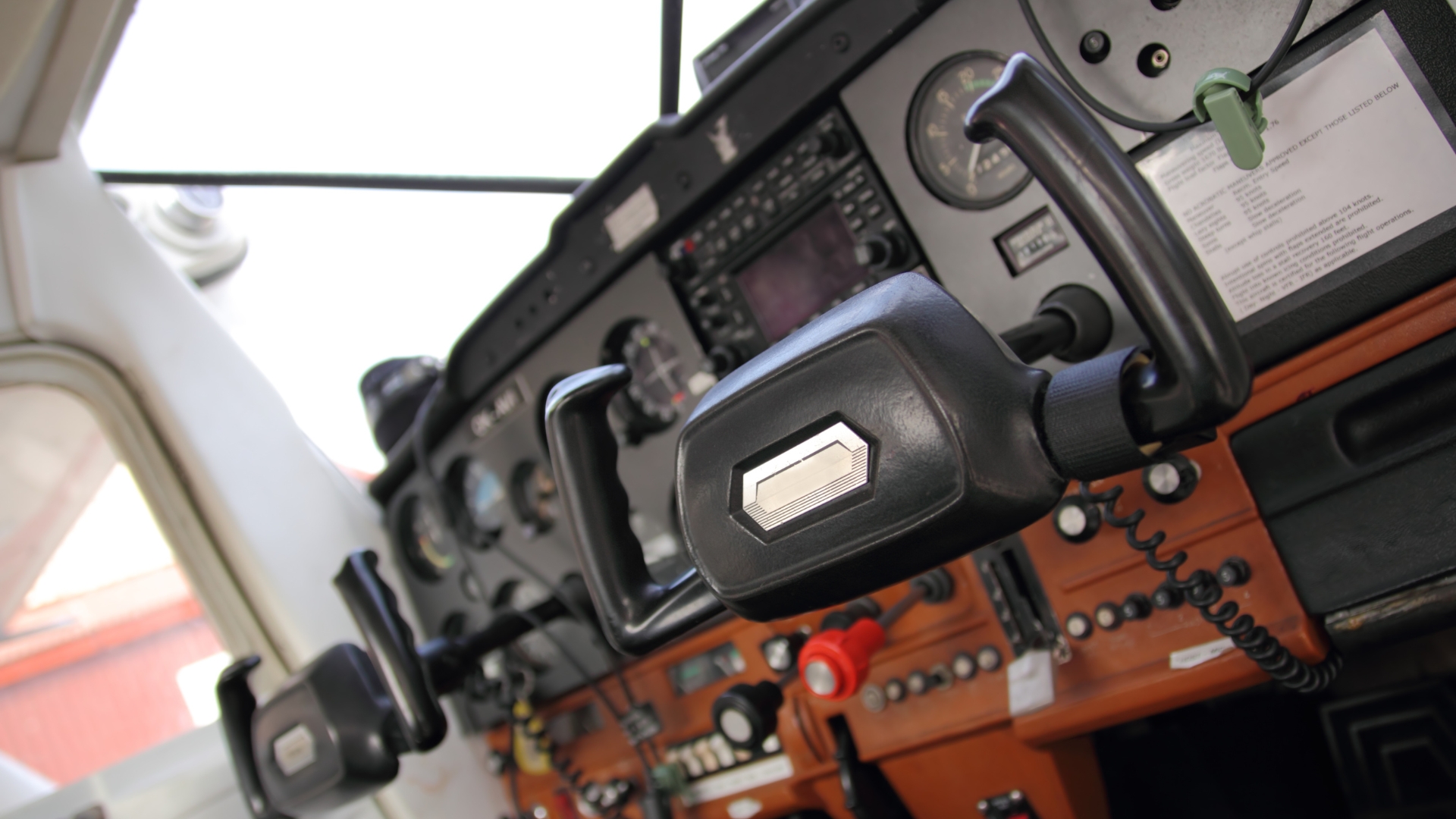 The front of a cockpit in a light aircraft